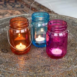 Jam jar tealight holder - Orange