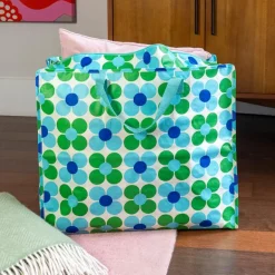 Jumbo storage bag - Blue and green Daisy