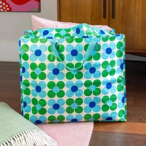 Jumbo storage bag - Blue and green Daisy