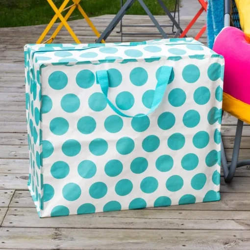 Jumbo storage bag - Spotlight turquoise on white