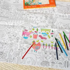 Large colouring poster with pencils - On the Farm