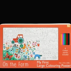 Large colouring poster with pencils - On the Farm