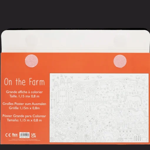 Large colouring poster with pencils - On the Farm