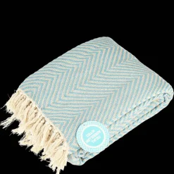 Large herringbone throw (225 x 150 cm) - Pale blue