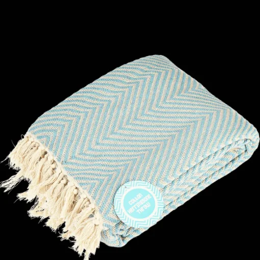 Large herringbone throw (225 x 150 cm) - Pale blue