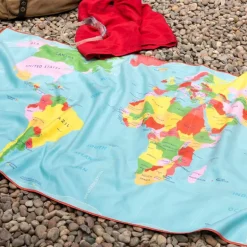 Microfibre travel towel - World Map