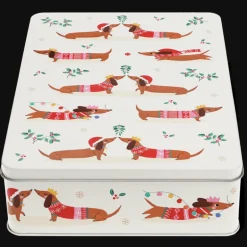 Mince pie storage tin - Festive Sausage Dog