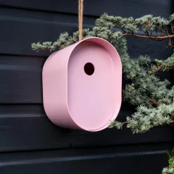 Oval bamboo fibre birdhouse - Pink