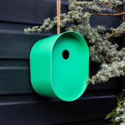 Oval bamboo fibre birdhouse - Green