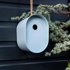 Oval bamboo fibre birdhouse - Blue