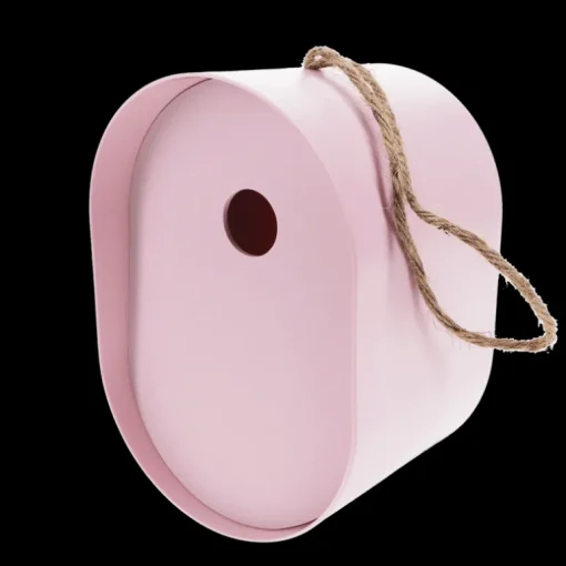 Oval bamboo fibre birdhouse - Pink