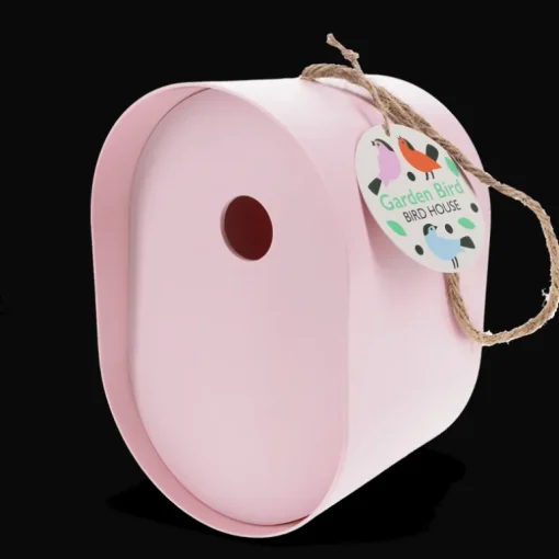 Oval bamboo fibre birdhouse - Pink