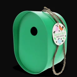 Oval bamboo fibre birdhouse - Green