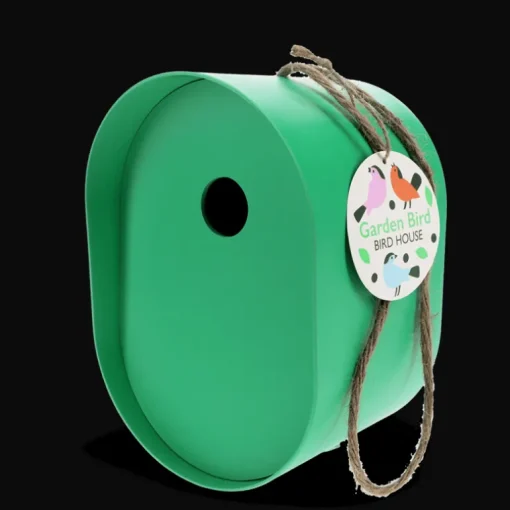 Oval bamboo fibre birdhouse - Green