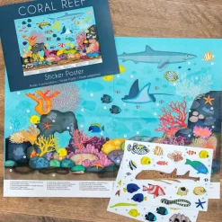 Poster with reusable stickers (50x70cm) - Coral Reef