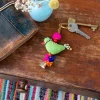 Recycled cloth keyring - Parrot & bell