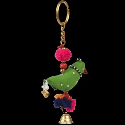 Recycled cloth keyring - Parrot & bell