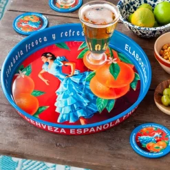Round metal serving tray - Cerveza Española