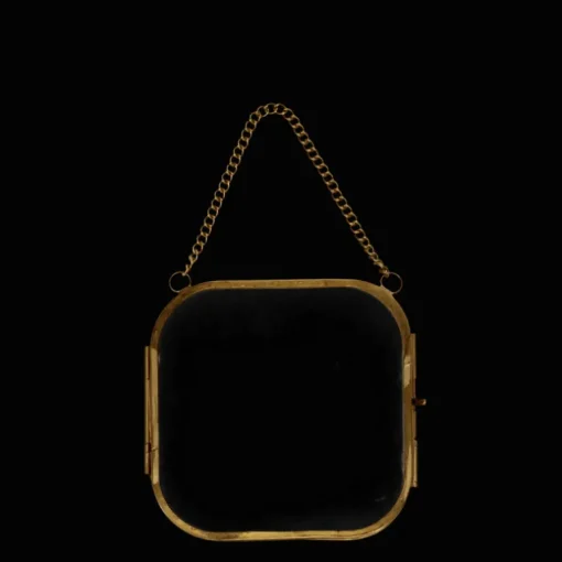 Rounded hanging brass frame 10x10cm