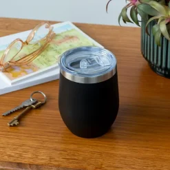 Rubber coated travel cup 350ml - Black