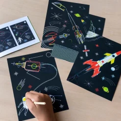 Scratch art set (4 sheets) - Space Age