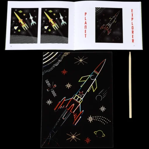 Scratch art set (4 sheets) - Space Age
