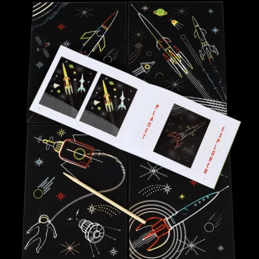 Scratch art set (4 sheets) - Space Age