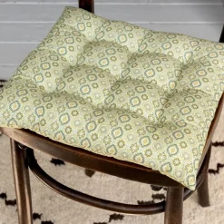 Seat pad cushion (37x37cm) - Green blockprint