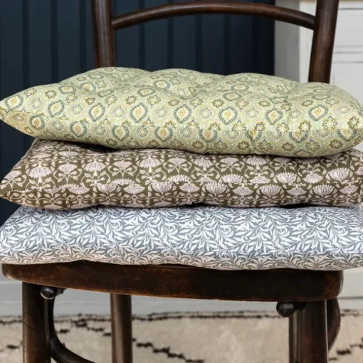 Seat pad cushion (37x37cm) - Green blockprint