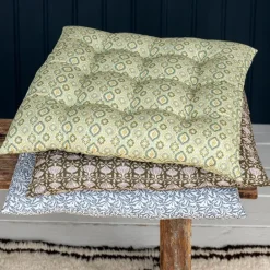 Seat pad cushion (37x37cm) - Green blockprint