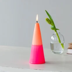 Small two-colour cone candle - Pink-orange