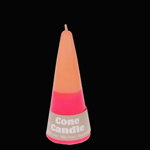 Small two-colour cone candle - Pink-orange