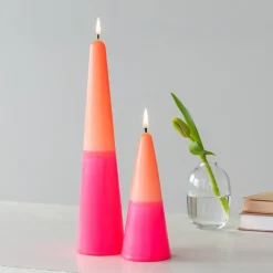 Small two-colour cone candle - Pink-orange