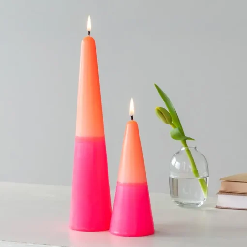 Small two-colour cone candle - Pink-orange