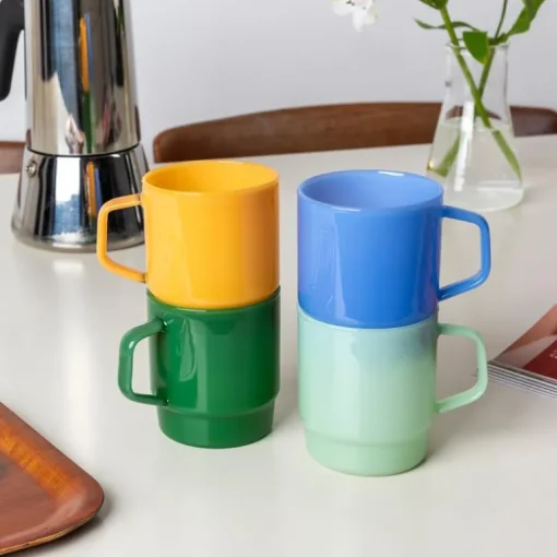 Stacking glass coffee cup 280ml - Light topaz