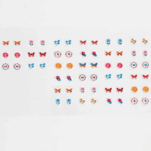 Stick on earrings (30 pairs) - Floral Flutter