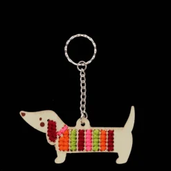 Stitch your own wooden keyring - Sausage Dog