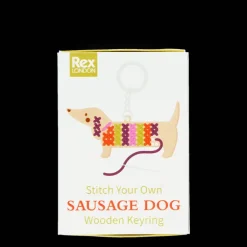 Stitch your own wooden keyring - Sausage Dog
