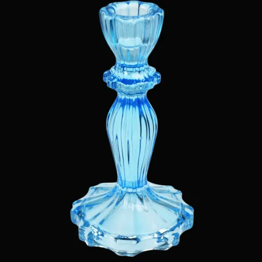 Tall glass candle holder - Blue