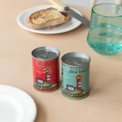Tin salt and pepper shakers - Lighthouse