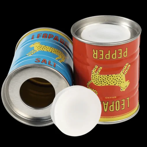 Tin salt and pepper shakers - LEOPARD