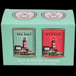 Tin salt and pepper shakers - Lighthouse