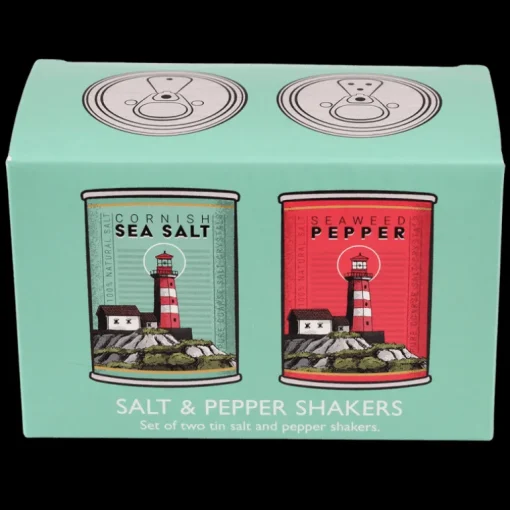 Tin salt and pepper shakers - Lighthouse