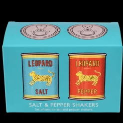 Tin salt and pepper shakers - LEOPARD
