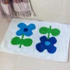 Tufted cotton bath mat - Blue flowers