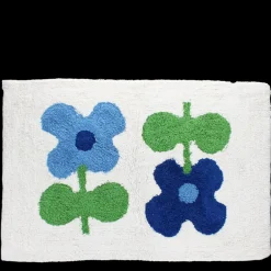 Tufted cotton bath mat - Blue flowers