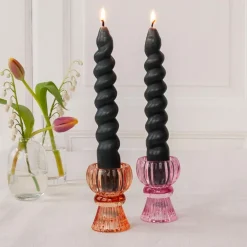 Twisted candles (pack of 2) - Dark grey
