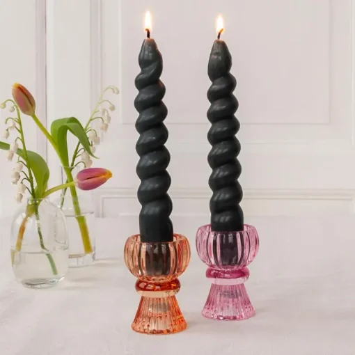 Twisted candles (pack of 2) - Dark grey