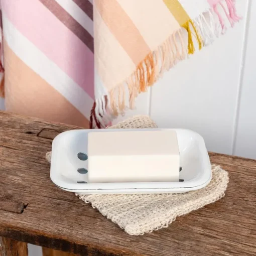 Two-part enamel soap dish - White