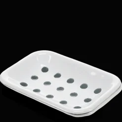 Two-part enamel soap dish - White